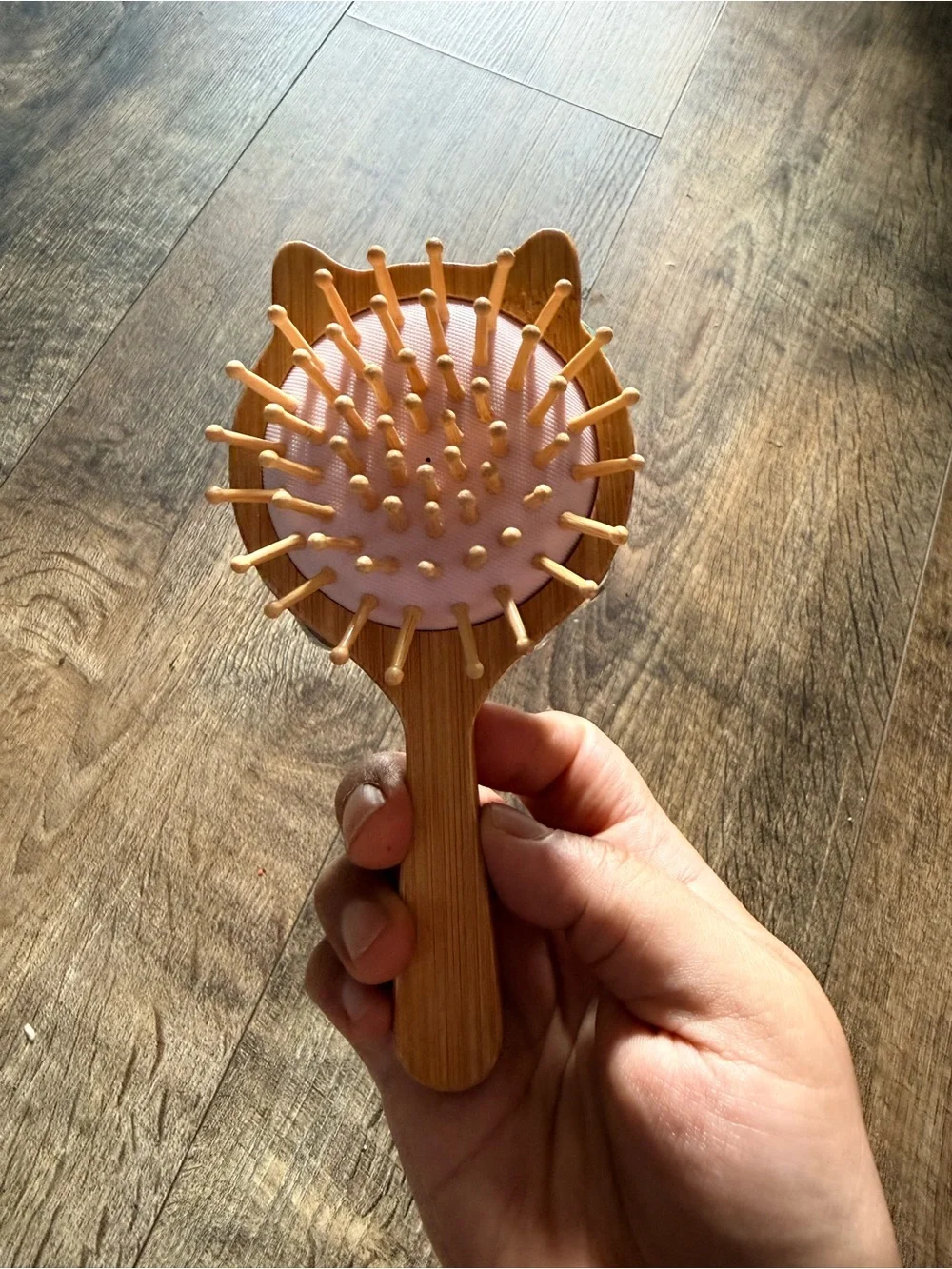 Handmade purple rhinestone wooden hair brush